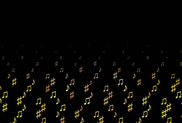 Amarillo Oscuro Textura Vectorial Naranja Con Notas Musicales Ilustración Brillante — Vector de stock