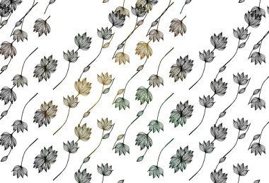 Açık yeşil, sarı vektör el boyalı şablon. Basit arkaplanda gradyanı olan soyut yapraklar. Boyama kitapları ve çocuklar için sayfalar.