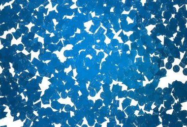 Açık mavi vektör şablonu kristaller, daireler, kareler. Çemberler, üçgenler ve küplerle soyut gradyan çizimi. Duvar kağıtları için şablon.