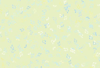 Müzik sembollü soyut vektör arkaplanı. Soyut tarzda dekoratif tasarım ve müzik şekilleri. Fasion dergileri için şablon. 