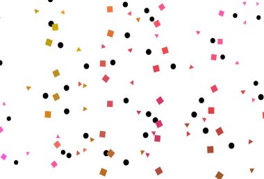 Açık kırmızı, sarı vektör dokusu, daire şeklinde, küp şeklinde. Renkli noktaları, çizgileri, küpleri olan soyut çizimler. Web siteleri için şablon kullanılabilir.