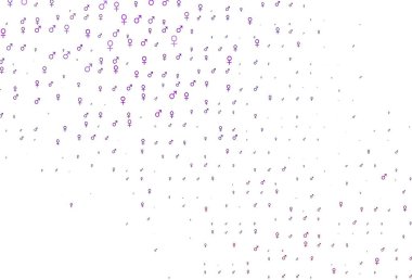 Cinsiyet öğeleriyle açık mor vektör deseni. Modern soyut illüstrasyon, gradyan erkek, kadın işaretleri. TV reklamları için basit tasarım.