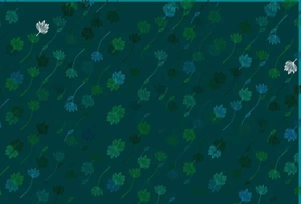 ライトブルー グリーンベクトルのスケッチの背景 カラフルなグラデーションの葉を持つスケッチなドッドル ブランドブックの新しいテンプレート — ストックベクタ