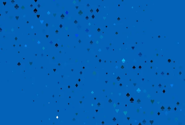 Светло Синий Векторный Узор Символом Карты Сияющая Иллюстрация Червями Лопатами — стоковый вектор