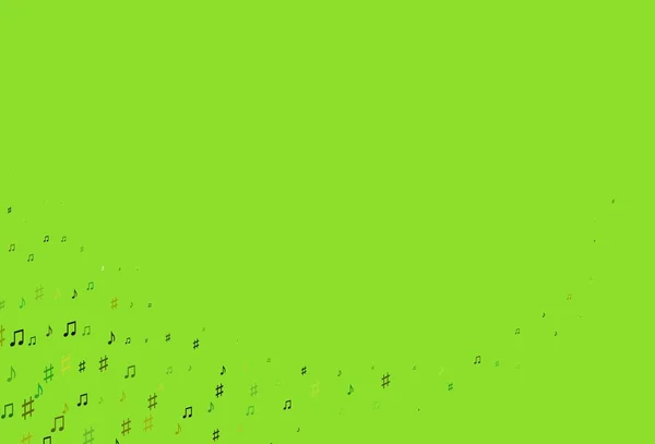 Hellgrüne Gelbe Vektortextur Mit Noten Leuchtende Illustration Von Farbenfrohen Notenverläufen — Stockvektor