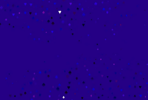 Světlá Růžová Modrá Vektorová Textura Hracími Kartami Ilustrace Sadou Srdcí — Stockový vektor