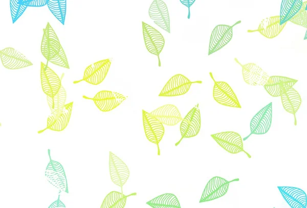 Bleu Clair Fond Vectoriel Jaune Doodle Doodle Illustration Feuilles Dans — Image vectorielle