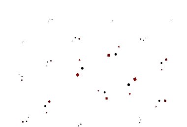 Dairesel ve küplü açık kırmızı vektör dokusu. Çemberler, üçgenler ve küplerle soyut gradyan çizimi. Reklamınız, posteriniz, afişiniz için en iyi tasarım.