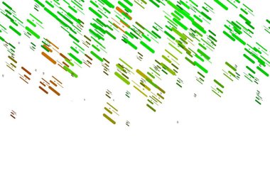 Açık yeşil, uzun çizgileri olan kırmızı vektör arkaplanı. Renkli çubuklarla gösterişli soyut çizimler. İş broşürleri, broşürler için desen.