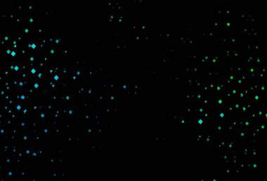 Lacivert, yeşil vektör desenli daireler şeklinde. Çemberler, üçgenler ve küplerle soyut gradyan çizimi. İş ilanları, broşürler, broşürler için desen