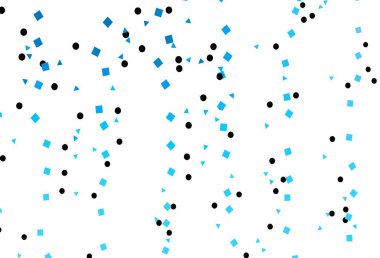 Işık Mavisi vektör arkaplanı üçgenler, daireler, küplerle. Küreler, kareler ve çizgilerle soyut çizimler. İş ilanları, broşürler, broşürler için desen