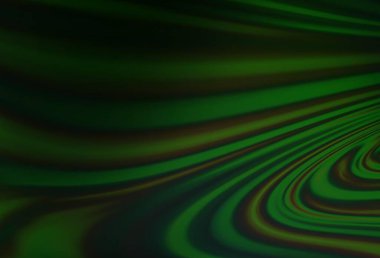 Lav şekilli koyu yeşil vektör deseni. Bulanık çizgiler ve dairelerden oluşan parlak çizimler. İş tasarımınız için şablon.