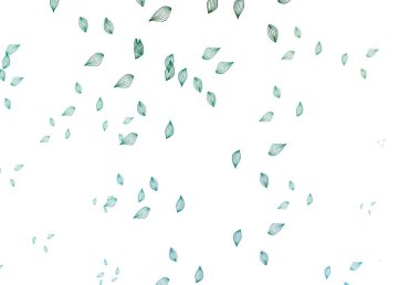 Açık mavi, yeşil vektör karalama düzeni. Yaprakları karalama tarzında renkli ve soyut çizimler. Marka kitabınız için yeni şablon.