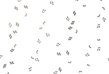 Müzik sembollü soyut vektör arkaplanı. Soyut tarzda dekoratif tasarım ve müzik şekilleri. Fasion dergileri için şablon. 