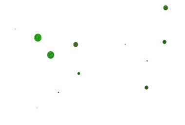 Yeşil daireli beyaz vektör arkaplanı 