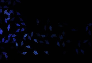 Koyu mavi vektör karalama arkaplanı. Yaprakları karalama tarzında parlak renkli bir illüstrasyon. Marka kitabı için desen.