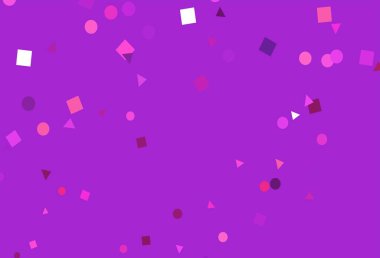 Açık pembe, daireleri, çizgileri, dikdörtgenleri olan mavi vektör düzeni. Daireler, çizgiler, rengarenk eşkenar dörtgenler. Web siteleri için şablon kullanılabilir.
