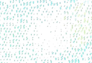 Açık yeşil, cinsiyet faktörlü sarı vektör deseni. Soyut tarzda, cinsiyet şekilleriyle basit bir gradyan tasarımı. Randevu uygulamaları için akıllı tasarım.