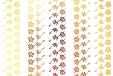 Açık sarı, turuncu vektör el boyalı doku. Renkli yapraklı eskiz karalamalar. Marka kitabı için desen.