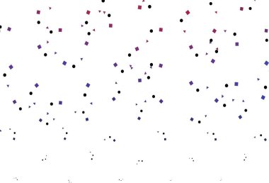 Açık mavi, üçgenli, daireli, küplü kırmızı vektör arkaplan. Küreler, kareler ve çizgilerle soyut çizimler. Web siteleri için şablon kullanılabilir.