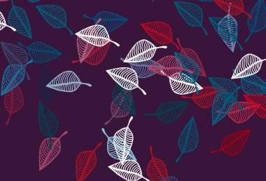 Açık Mavi, Kırmızı vektör çizim arkaplanı. Yapraklı karalama tarzında yeni renkli çizimler. Web, broşür ve tekstil için el yapımı tasarım..