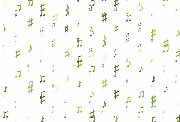 Modèle Vectoriel Vert Clair Jaune Avec Symboles Musicaux Clés Musique — Image vectorielle