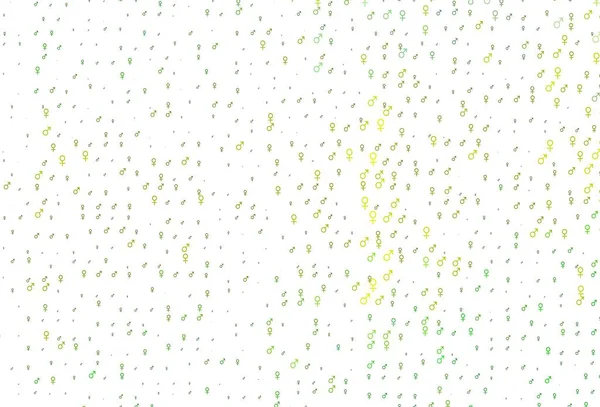 Light Green Yellow Vector Backdrop Gender Signs Modern Abstract Illustration — Stock Vector