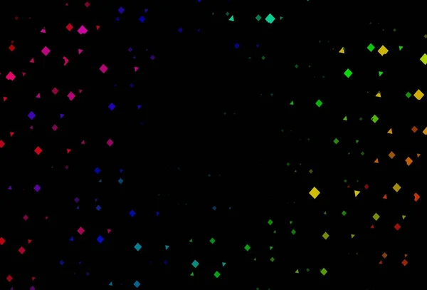 Темний Різнокольоровий Веселка Векторний Фон Лініями Колами Ромбами Абстрактна Ілюстрація — стоковий вектор
