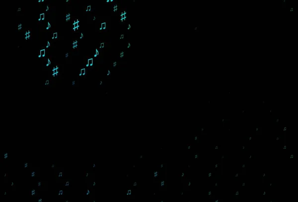 Темно Синяя Зеленая Векторная Текстура Нотами Яркая Иллюстрация Красочных Градиентных — стоковый вектор