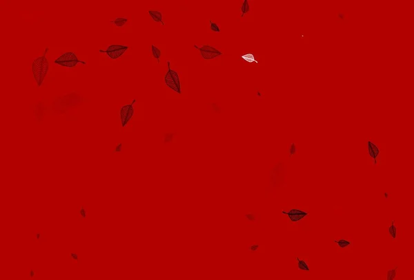 Шаблон Светло Красного Вектора Красочная Иллюстрация Стиле Каракулей Листьями Шаблон — стоковый вектор