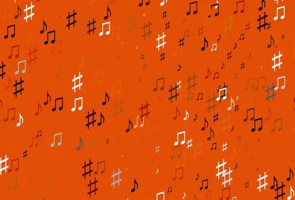 Светло Оранжевый Векторный Фон Музыкальными Симфониями Абстрактная Иллюстрация Красочными Символами — стоковый вектор