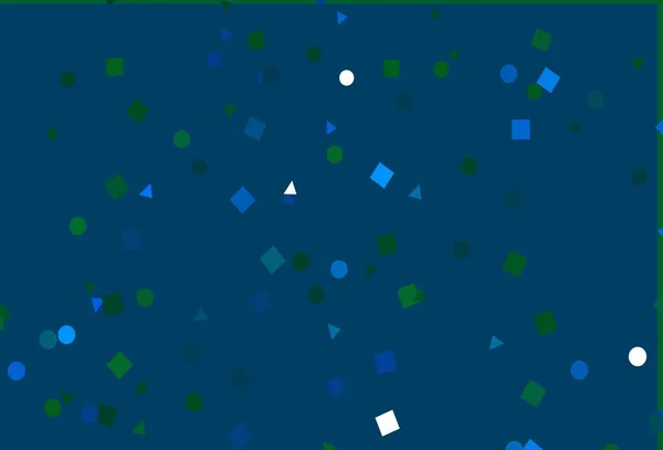 ライトブルー 三角形 キューブと緑のベクトルの背景 正方形 線で抽象的なイラストを光る ビジネス広告 小冊子 チラシのパターン — ストックベクタ