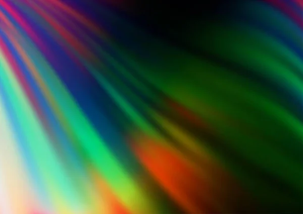 Dark Multicolor Rainbow Vector Sjabloon Met Gebogen Linten — Stockvector