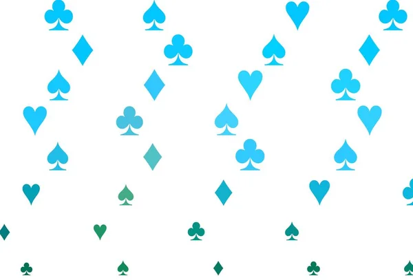 Hellblaues Grünes Vektormuster Mit Kartensymbol Leuchtende Illustration Mit Herzen Pik — Stockvektor