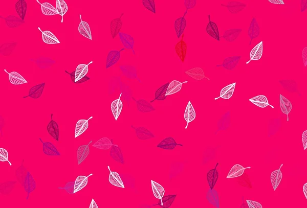 Luz Roxa Fundo Doodle Vetor Rosa Ilustração Decorativa Com Folhas — Vetor de Stock