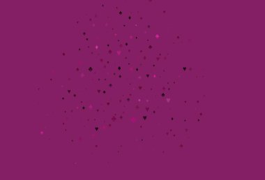 Açık pembe, kart sembollü mavi vektör deseni. Kupa, maça, sinek ve elmasların olduğu bir resim. Vegas 'ta parti ilanları, etkinlikler.