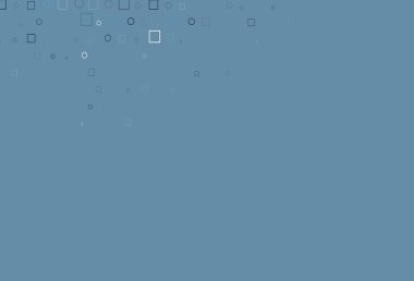 Küre ve kareli hafif Mavili vektör deseni. Renkli daireleri, dikdörtgenleri olan soyut çizimler. Suyun deseni, yağmur damlaları.