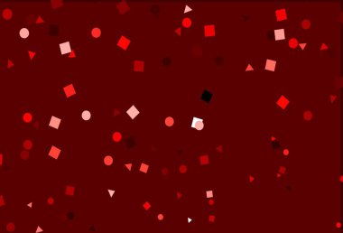 Açık kırmızı vektör arkaplanı çizgiler, daireler, eşkenar dörtgenler. Çemberler, üçgenler ve küplerle soyut gradyan çizimi. İş ilanları, broşürler, broşürler için desen