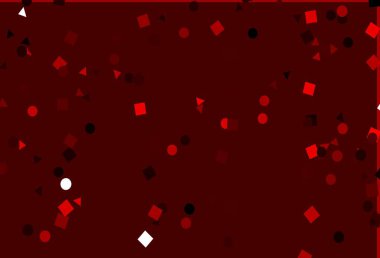 Açık kırmızı vektör arkaplanı çizgiler, daireler, eşkenar dörtgenler. Küreler, kareler ve çizgilerle soyut çizimler. Reklamınız, posteriniz, afişiniz için en iyi tasarım.