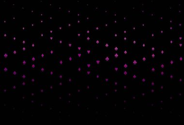 Kart sembollü koyu mor vektör deseni. Kalplerin, maça, sinek ve elmasların bulanık dekoratif tasarımı. Vegas 'ta parti ilanları, etkinlikler.