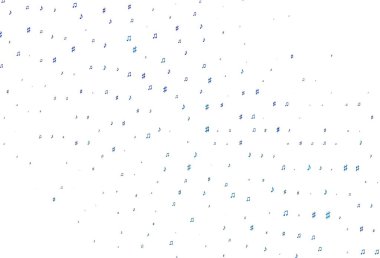 Müzik notalarıyla birlikte hafif BLUE vektör arkaplanı. Renkli gradyan notaların parlak çizimi. Festival broşürleri için desen.