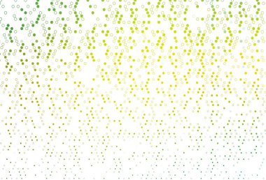 Açık yeşil, baloncuklu sarı vektör arkaplan. Parlak renkli soyut çemberlerin olduğu bir resim. Güzel web siteleri için desen.