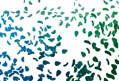 Açık mavi, kaotik şekilli yeşil vektör deseni. Rastgele şekillerle soyut tarzda dekoratif tasarım. Web siteniz için basit tasarım.