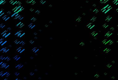 Koyu mavi, düz çizgileri olan yeşil vektör arkaplan. Sopalı modern geometrik soyut çizim. TV reklamları için arkaplan.