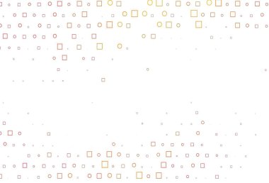 Açık kırmızı, daire benekli sarı vektör düzeni, küpler. Renkli daireler, dikdörtgenler ile soyut arkaplan. Reklamlar, broşürler için desen.