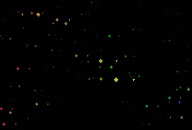 Koyu renk, gökkuşağı vektör arka planı üçgenler, daireler, küpler. Daireler, çizgiler, rengarenk eşkenar dörtgenler. İniş sayfası için modern şablon.