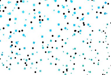 Açık mavi, yeşil vektör desenli, daireli, küplü. Renkli daireler, üçgenler, dikdörtgenler. Reklamlar için desen.