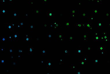 Koyu mavi, yeşil vektör deseni, çemberli, küplü. Küreler, kareler ve çizgilerle soyut çizimler. Reklamınız, posteriniz, afişiniz için en iyi tasarım.