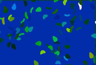 Açık mavi, Memphis şekilli sarı vektör şablonu. Renkli rastgele şekillerle modern soyut illüstrasyon. Kartvizitiniz için modern tasarım.