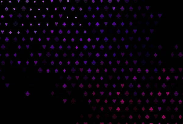 Donkerpaarse Vectorachtergrond Met Kaarttekens Glitter Abstracte Schets Met Geïsoleerde Symbolen — Stockvector